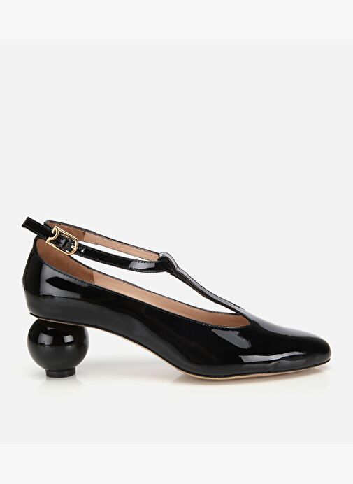 Kadın Rugan Deri Siyah Blok Topuk Detaylı Topuklu Ayakkabı 01AYH316630A100 - Görsel 2