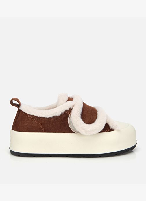 Kadın Süet Deri Taba Kürklü Kalın Bantlı Spor Ayakkabı 01AYH316800A370 - Görsel 2