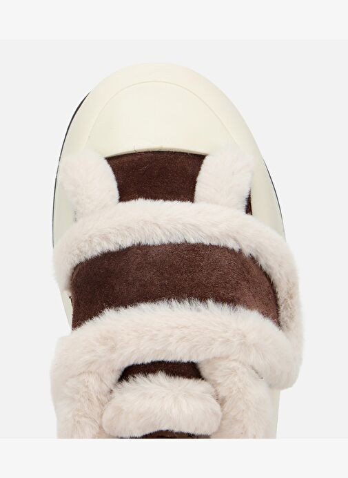 Kadın Süet Deri Kahverengi Kürklü Kalın Bantlı Spor Ayakkabı 01AYH316800A480 - Görsel 6