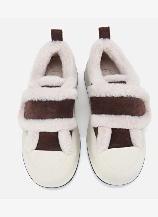 Kadın Süet Deri Kahverengi Kürklü Kalın Bantlı Spor Ayakkabı 01AYH316800A480 - Görsel 7