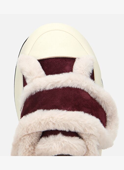 Kadın Süet Deri Bordo İçi Kürklü Kalın Bantlı Spor Ayakkabı 01AYH316800A780 - Görsel 6