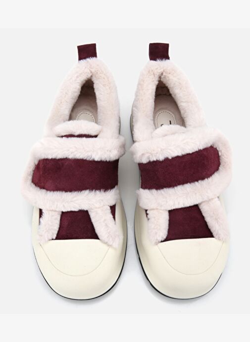 Kadın Süet Deri Bordo İçi Kürklü Kalın Bantlı Spor Ayakkabı 01AYH316800A780 - Görsel 7