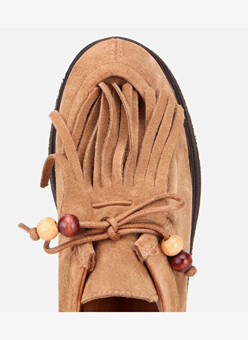 Kadın Süet Deri Taba Püskül Detaylı Kalın Tabanlı Günlük Loafer 01AYH316840A370 - Görsel 6