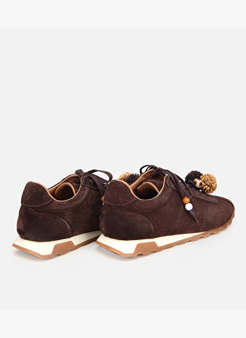 Kadın Süet Deri Kahverengi Aksesuar Detaylı Spor Ayakkabı 01AYH316980A480 - Görsel 5