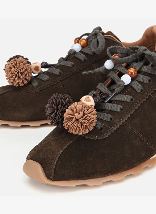 Kadın Süet Deri Haki Aksesuar Detaylı Spor Ayakkabı 01AYH316980A880 - Görsel 5