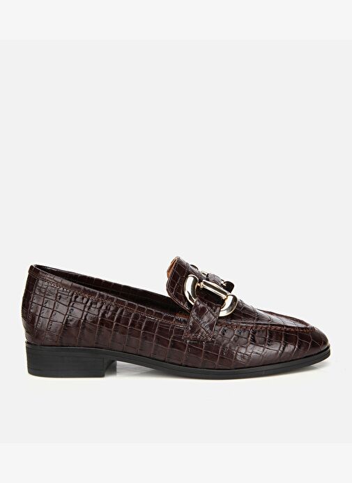 Kadın Deri Kahverengi Kroko Baskılı Klasik Loafer 01AYH317590A480 - Görsel 2