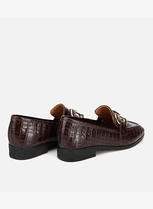 Kadın Deri Kahverengi Kroko Baskılı Klasik Loafer 01AYH317590A480 - Görsel 5
