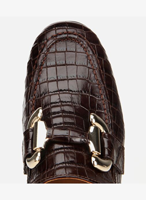 Kadın Deri Kahverengi Kroko Baskılı Klasik Loafer 01AYH317590A480 - Görsel 6