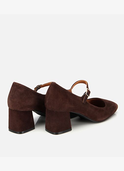 Kadın Süet Deri Mary Jane Kahverengi Kalın Topuklu Ayakkabı 01AYH317660A480 - Görsel 5