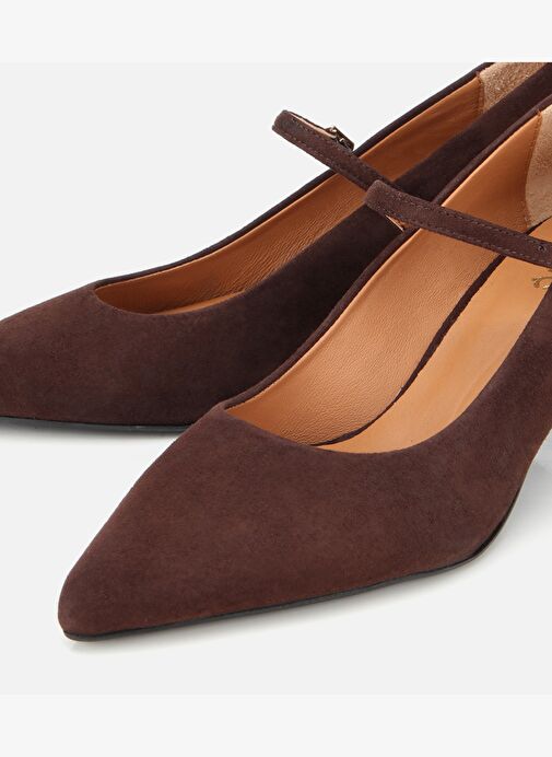 Kadın Süet Deri Mary Jane Kahverengi İnce Bantlı Stiletto 01AYH317710A480 - Görsel 4