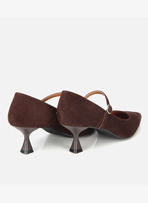 Kadın Süet Deri Mary Jane Kahverengi İnce Bantlı Stiletto 01AYH317710A480 - Görsel 5