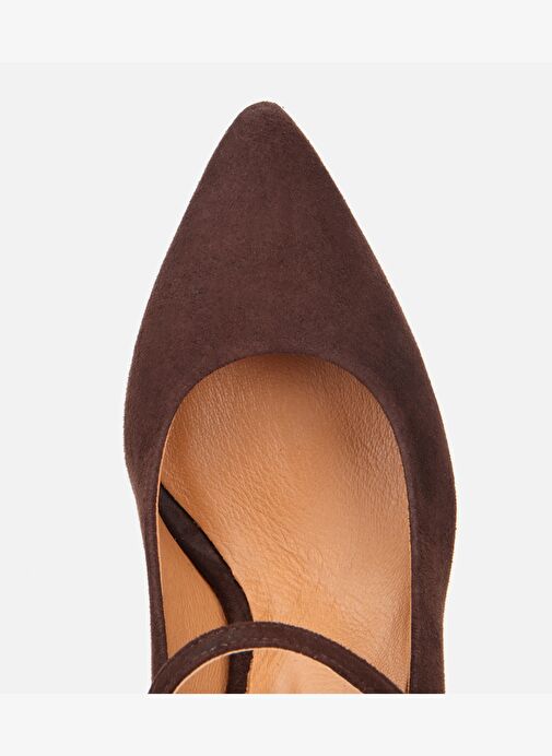 Kadın Süet Deri Mary Jane Kahverengi İnce Bantlı Stiletto 01AYH317710A480 - Görsel 6
