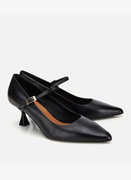 Kadın Deri Mary Jane Siyah İnce Bantlı Stiletto 01AYH317720A100 - Görsel 3