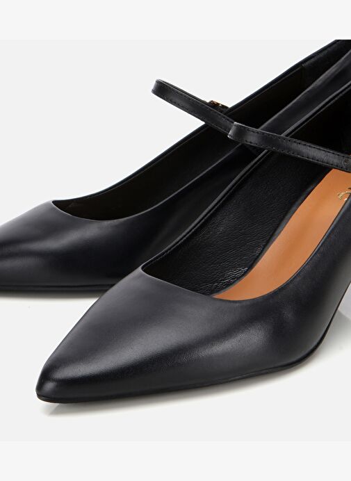 Kadın Deri Mary Jane Siyah İnce Bantlı Stiletto 01AYH317720A100 - Görsel 4