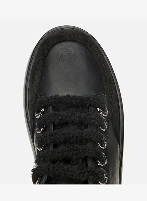 Kadın Deri Siyah Bağcık Detaylı Kalın Tabanlı Spor Ayakkabı 01AYH317820A100 - Görsel 6