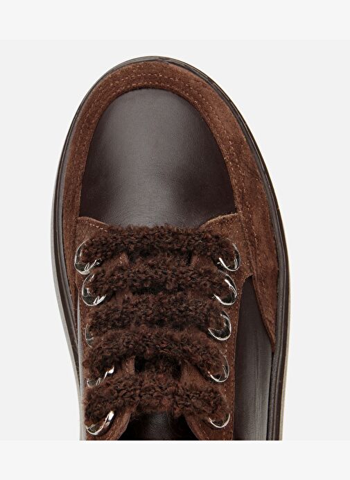 Kadın Deri Kahverengi Bağcık Detaylı Kalın Tabanlı Spor Ayakkabı 01AYH317820A480 - Görsel 6