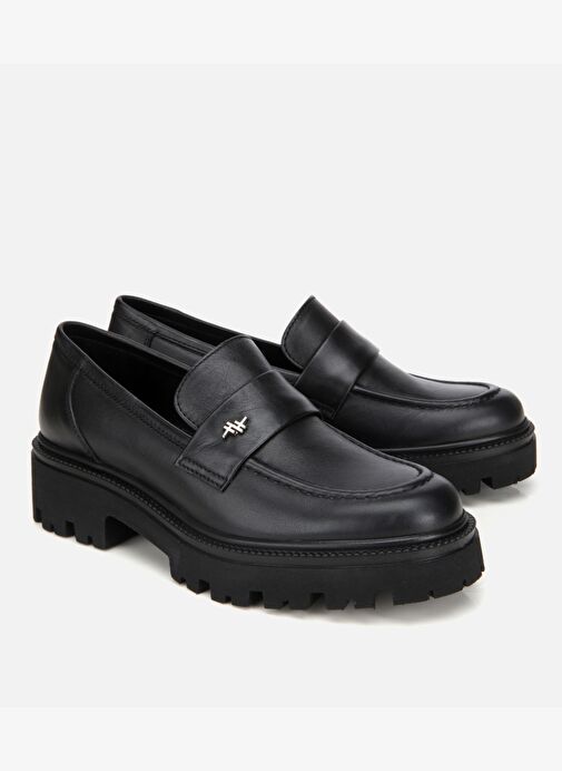 Kadın Deri Siyah Kalın Tabanlı Klasik Loafer 01AYH318340A100 - Görsel 3