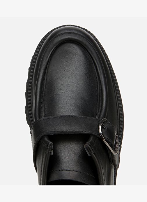 Kadın Deri Siyah Tokalı Kalın Tabanlı Günlük Loafer 01AYH318350A100 - Görsel 7