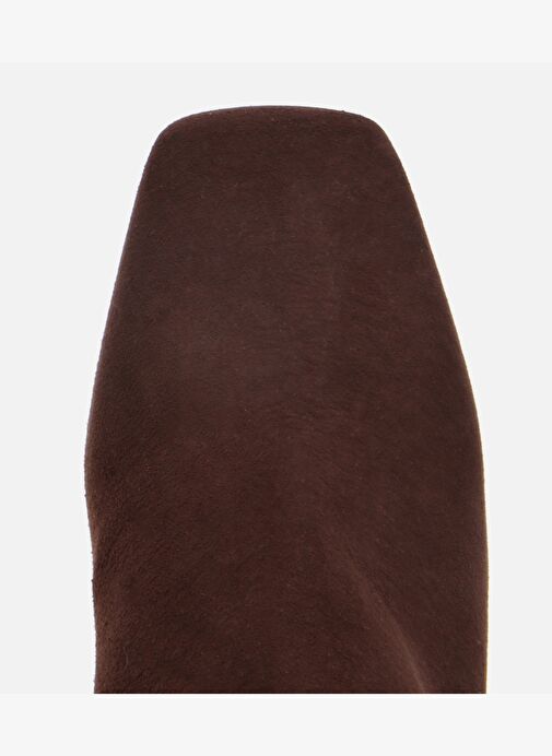 Kadın Süet Deri Kahverengi Tokalı Kare Uçlu Bilekte Topuklu Bot 01BOH312630A480 - Görsel 6