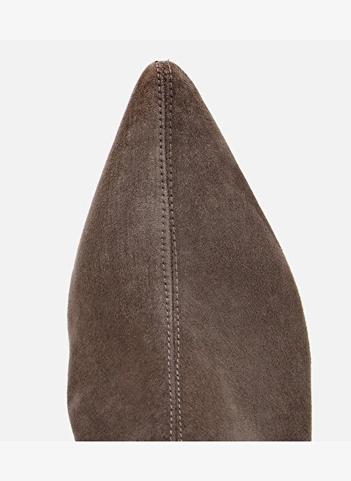 Kadın Süet Deri Vizon Dikiş Detaylı Sivri Kısa Topuklu Bot 01BOH312650A450 - Görsel 6