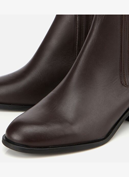 Kadın Deri Kahverengi Lastik Detaylı Bilekte Düz Bot 01BOH312660A480 - Görsel 4