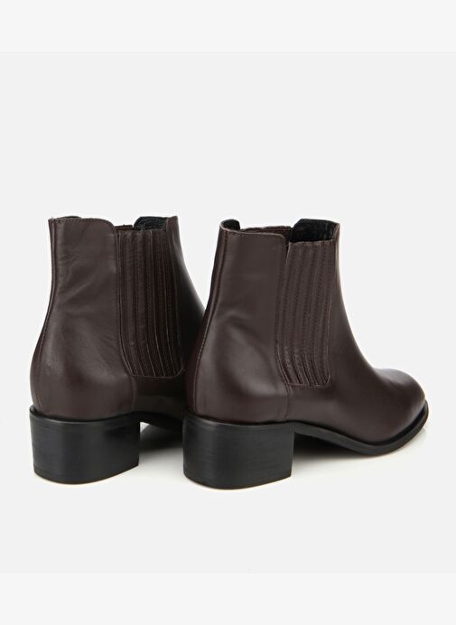 Kadın Deri Kahverengi Lastik Detaylı Bilekte Düz Bot 01BOH312660A480 - Görsel 5