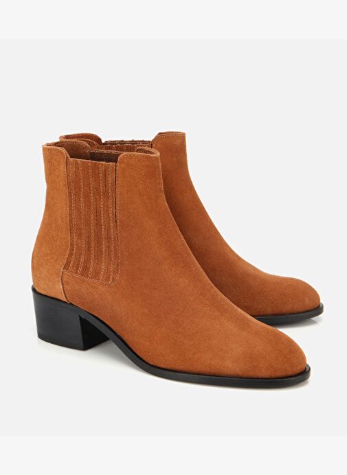Kadın Süet Deri Taba Lastik Detaylı Bilekte Düz Bot 01BOH312670A430 - Görsel 3