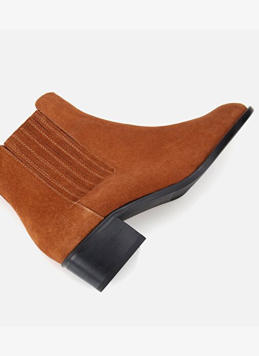 Kadın Süet Deri Taba Lastik Detaylı Bilekte Düz Bot 01BOH312670A430 - Görsel 7
