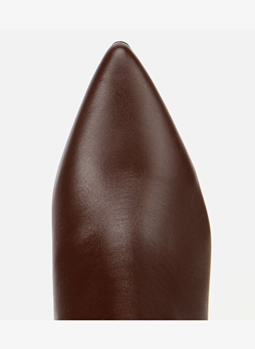 Kadın Deri Kahverengi Sivri Burunlu Bilekte Topuklu Bot 01BOH312690A480 - Görsel 6