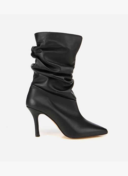 Kadın Deri Siyah Büzgülü Sivri Burunlu İnce Topuklu Bot 01BOH312730A100 - Görsel 2