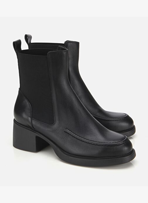 Kadın Deri Siyah Lastik Detaylı Topuklu Bot 01BOH312810A100 - Görsel 3