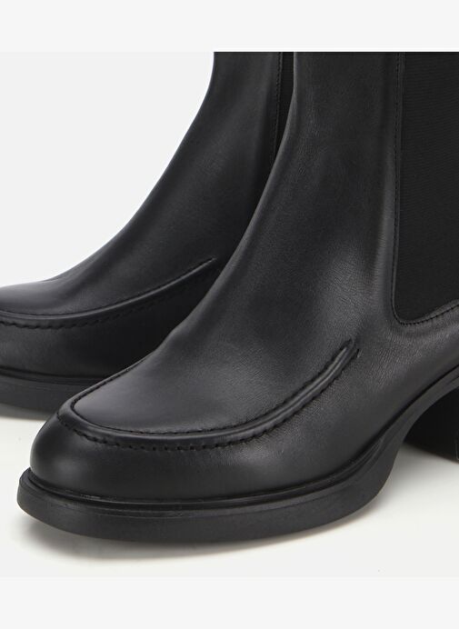 Kadın Deri Siyah Lastik Detaylı Topuklu Bot 01BOH312810A100 - Görsel 4