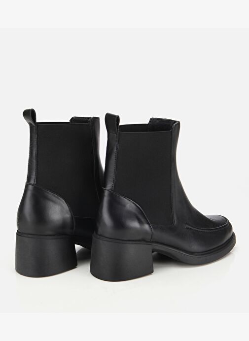 Kadın Deri Siyah Lastik Detaylı Topuklu Bot 01BOH312810A100 - Görsel 5
