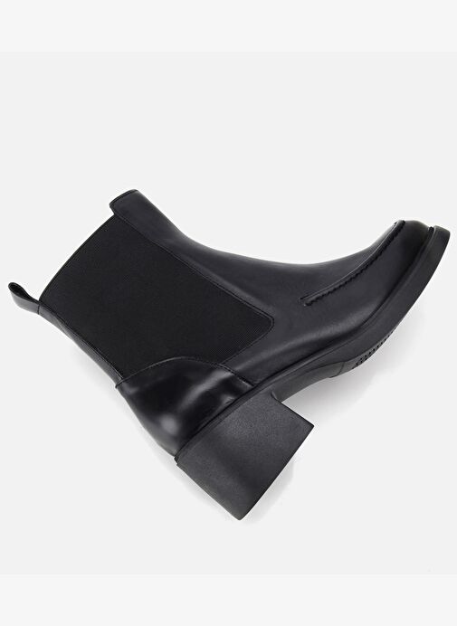 Kadın Deri Siyah Lastik Detaylı Topuklu Bot 01BOH312810A100 - Görsel 7