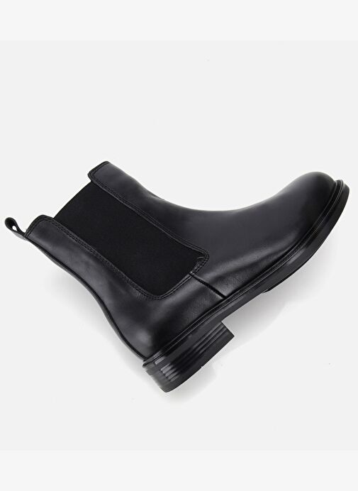 Kadın Deri Siyah Lastik Detaylı Düz Bot 01BOH313020A100 - Görsel 7