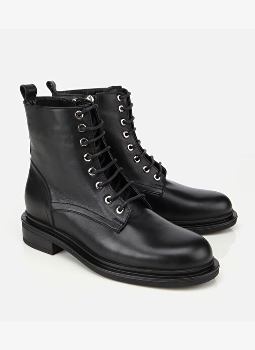 Kadın Deri Siyah Fermuarlı Postal Düz Bot 01BOH313040A100 - Görsel 3