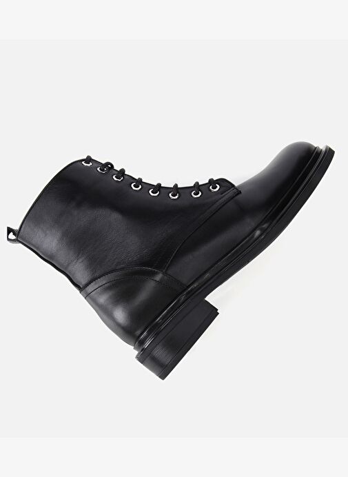 Kadın Deri Siyah Fermuarlı Postal Düz Bot 01BOH313040A100 - Görsel 7