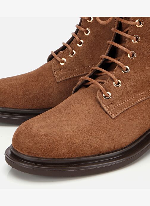 Kadın Süet Deri Taba Bağcık Detaylı Fermuarlı Düz Bot 01BOH313050A340 - Görsel 4