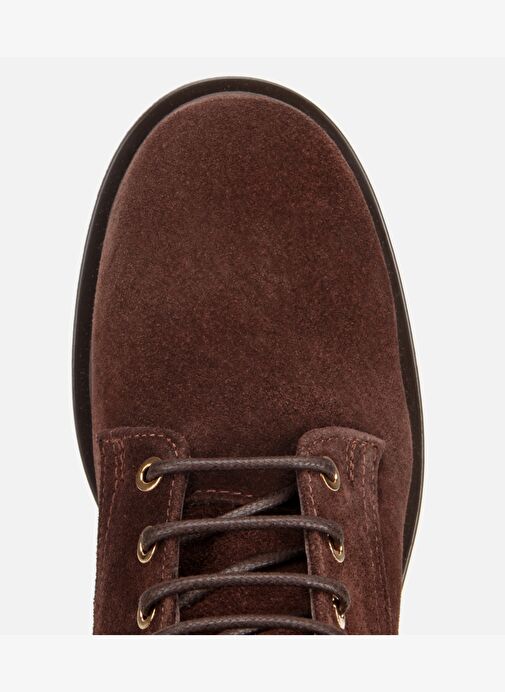 Kadın Süet Deri Kahverengi Bağcık Detaylı Fermuarlı Düz Bot 01BOH313050A480 - Görsel 6