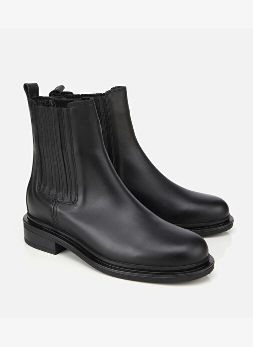 Kadın Deri Siyah Lastik Detaylı Bilekte Düz Bot 01BOH313060A100 - Görsel 3