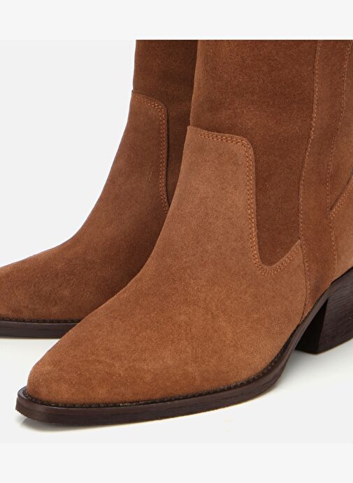 Kadın Süet Deri Taba Western Kovboy Topuklu Bot 01BOH313150A340 - Görsel 4