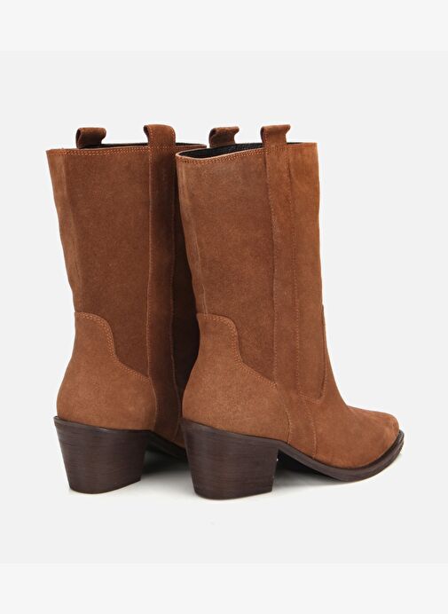 Kadın Süet Deri Taba Western Kovboy Topuklu Bot 01BOH313150A340 - Görsel 5