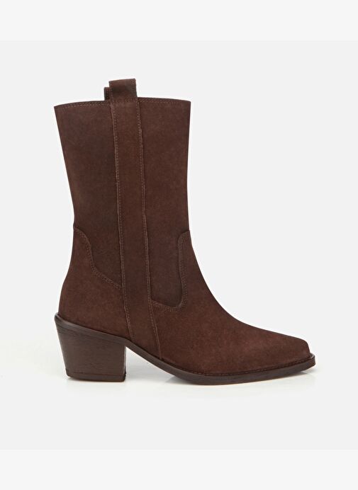 Kadın Süet Deri Kahverengi Western Kovboy Topuklu Bot 01BOH313150A480 - Görsel 2