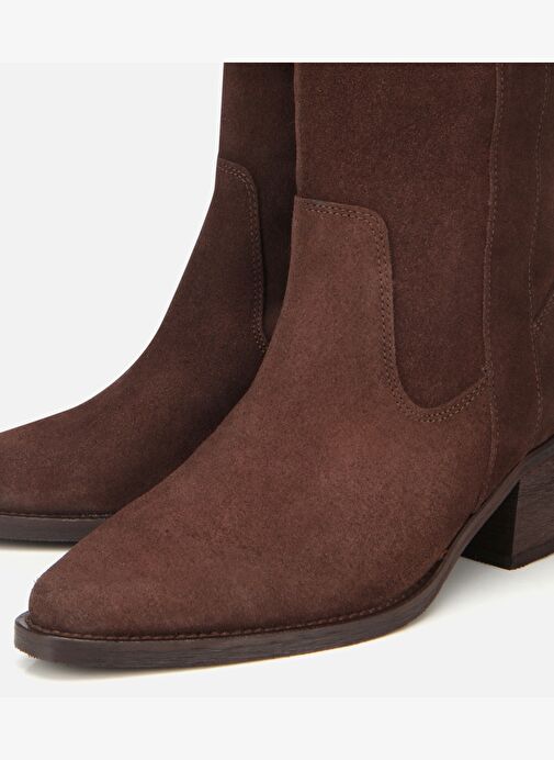 Kadın Süet Deri Kahverengi Western Kovboy Topuklu Bot 01BOH313150A480 - Görsel 4