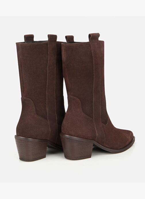 Kadın Süet Deri Kahverengi Western Kovboy Topuklu Bot 01BOH313150A480 - Görsel 5