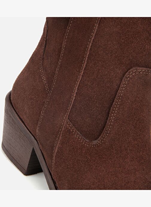 Kadın Süet Deri Kahverengi Western Kovboy Topuklu Bot 01BOH313150A480 - Görsel 7