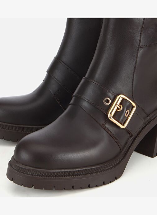 Hotiç Hotiç Kadın Deri Kahverengi Tokalı Kalın Tabanlı Topuklu Bot 01BOH313180A480 | Boyner Kahverengi - 4. görsel