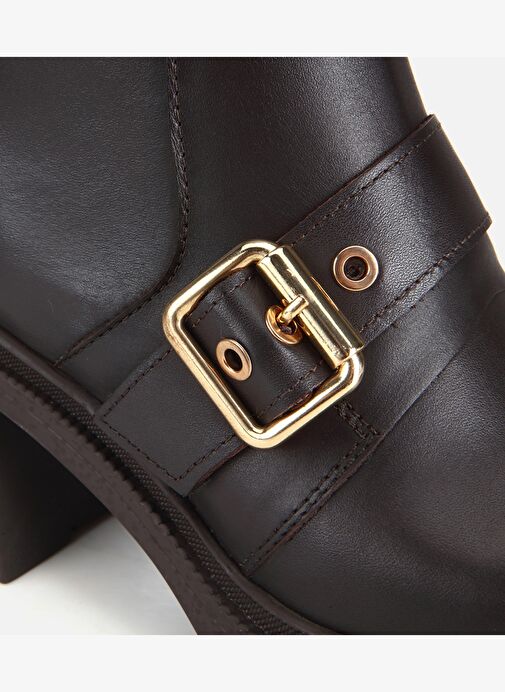 Hotiç Hotiç Kadın Deri Kahverengi Tokalı Kalın Tabanlı Topuklu Bot 01BOH313180A480 | Boyner Kahverengi - 6. görsel