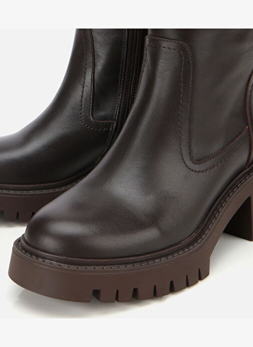 Kadın Deri Kahverengi Streç Bilekte Düz Bot 01BOH313210A480 - Görsel 4