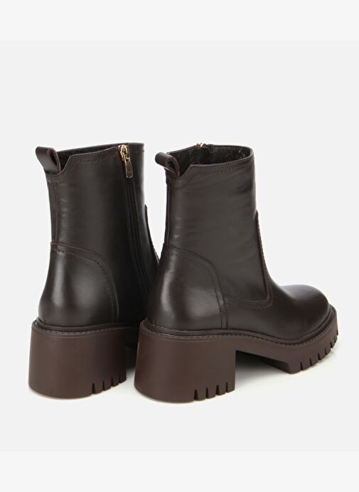 Kadın Deri Kahverengi Streç Bilekte Düz Bot 01BOH313210A480 - Görsel 5